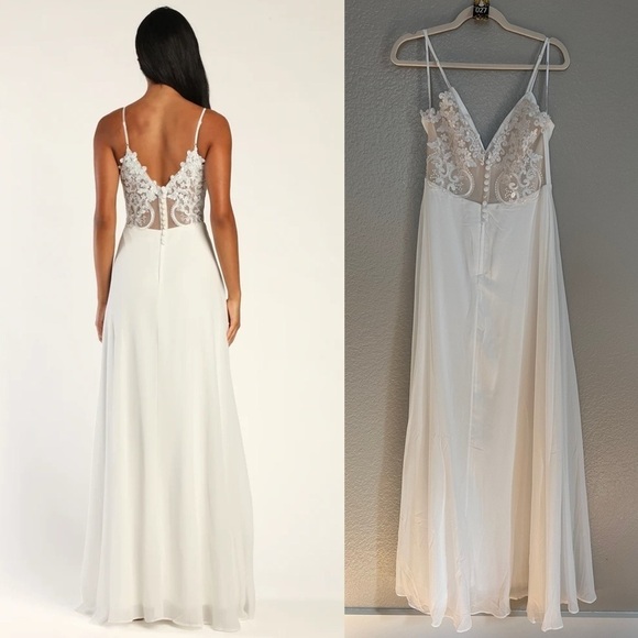 NWOT Romantic Ways White Lace Button Back Maxi Dress - Picture 3 of 8